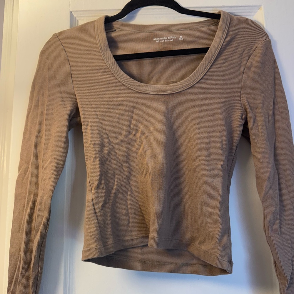 Abercrombie & Fitch Women's Tan Long Sleeve Top